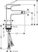 Bidetmischer mit einem Hebelgriff und Anschluss für Push-Open Ablaufgarnitur. Hansgrohe-Produkt mit klaren Linien und praktischer Bedienung.